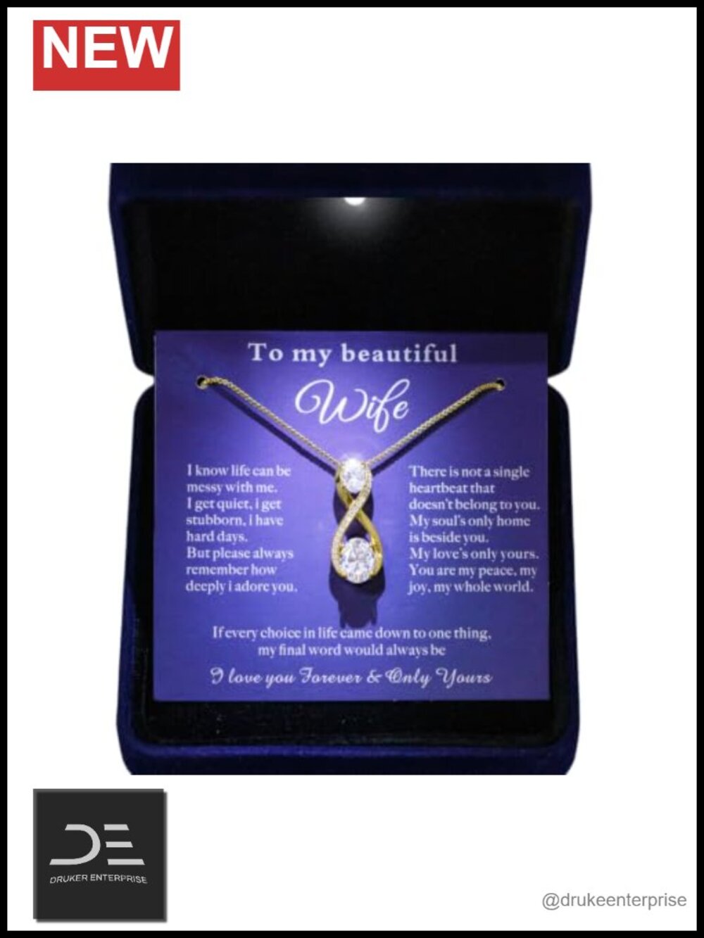 Genuine 925 Sterling Silver Moissanite Infinity Pendant Necklace